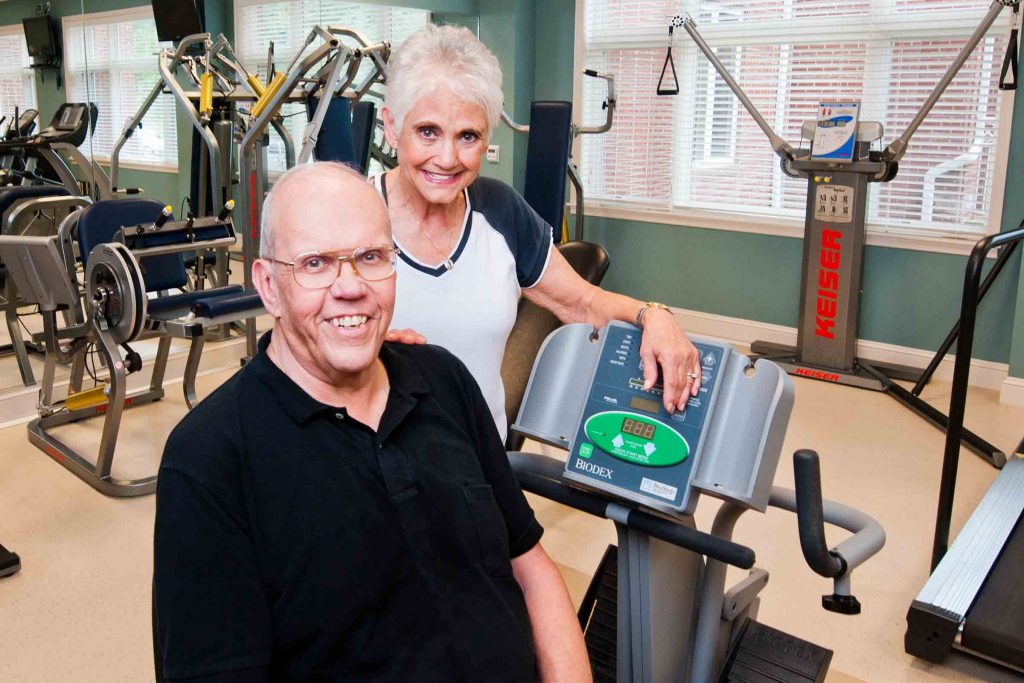 Ginger Cove residents in fitness room