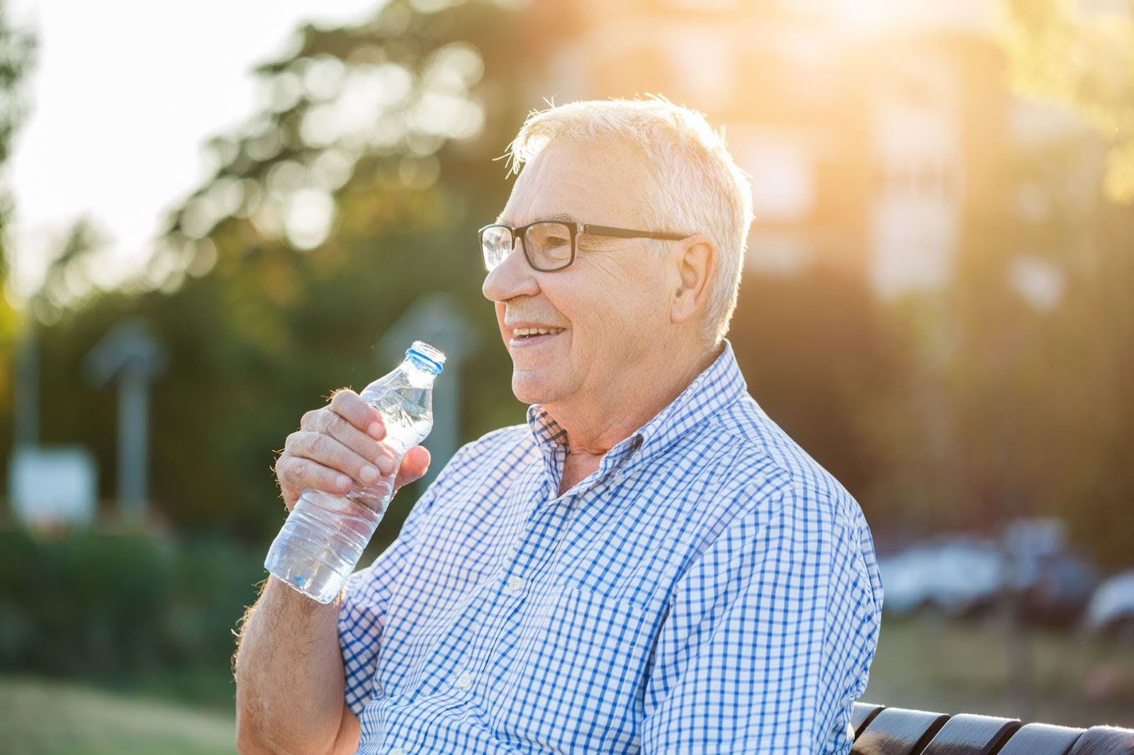 Senior man enjoying some water