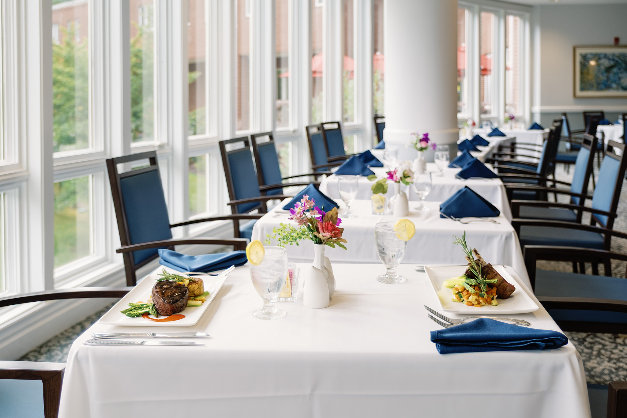 Ginger Cove dining table setting with food